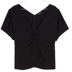 NEW NWT Madewell Puff Sleeve Floral Jacquard Top in True Black size 4